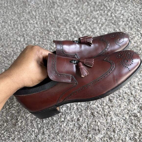 Nettleton Men’s Size 8.5 C Red Leather Slip On Tasseled Loafers Dress Shoe main image 14
